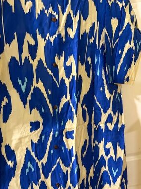 Blue and Cream Patterned Men's Shirt - Lightweight Button-Up